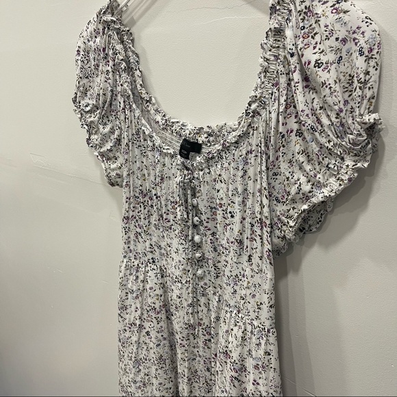 J. Crew Cotton Puff-Sleeve Peasant Mini Dress Micro Floral Soft Rayon 10 Petite - Picture 4 of 7